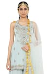 Payal Singhal_Blue Georgette Embroidered Mukaish Round Shazya Kura Sharara Set _at_Aza_Fashions