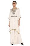 Buy_Payal Singhal_White Abutai Silk Notched Rima Embroidered Kaftan And Sharara Set _Online_at_Aza_Fashions