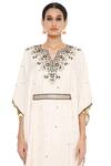 Shop_Payal Singhal_White Abutai Silk Notched Rima Embroidered Kaftan And Sharara Set _Online_at_Aza_Fashions