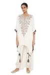 Buy_Payal Singhal_White Banarasi Silk Embroidered Round Rubina Kaftan With Joggers Set _Online_at_Aza_Fashions