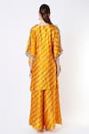 Shop_Payal Singhal_Yellow Silk Notched Leheriya Kaftan And Palazzo Set _at_Aza_Fashions