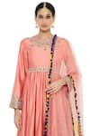 Payal Singhal_Peach Silkmul Embroidered Mukaish Round Tahira Anarkali Palazzo Set _at_Aza_Fashions