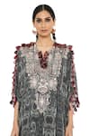 Shop_Payal Singhal_Black Crepe Printed Notched Salima Kaftan And Palazzo Set_Online_at_Aza_Fashions