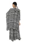 Shop_Payal Singhal_Black Crepe Printed Notched Salima Kaftan And Palazzo Set_at_Aza_Fashions
