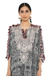 Payal Singhal_Black Crepe Printed Notched Salima Kaftan And Palazzo Set_at_Aza_Fashions
