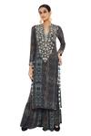 Payal Singhal_Multi Color Crepe Printed Notched Amaira Backless Kurta And Sharara Set _Online_at_Aza_Fashions