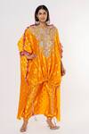 Buy_Payal Singhal_Yellow Silk Woven Bandhani Pattern Notched Kurta And Jogger Pant Set _at_Aza_Fashions