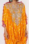 Payal Singhal_Yellow Silk Woven Bandhani Pattern Notched Kurta And Jogger Pant Set _Online_at_Aza_Fashions