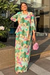 Buy_PS Pret by Payal Singhal_Multi Color Crepe Printed Forest Motifs Round Tunic And Palazzo Set  _at_Aza_Fashions