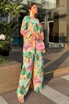 Buy_PS Pret by Payal Singhal_Multi Color Crepe Printed Forest Motifs Round Tunic And Palazzo Set  _Online_at_Aza_Fashions