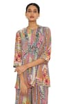 Shop_PS Pret by Payal Singhal_Multi Color Crepe Printed African Round Tunic And Palazzo Set  _Online_at_Aza_Fashions