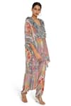 Buy_Payal Singhal_Multi Color Crepe Printed African Round Kaftan And Draped Pant Set_Online_at_Aza_Fashions
