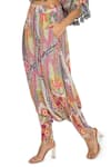 Payal Singhal_Multi Color Crepe Printed African Round Kaftan And Draped Pant Set_at_Aza_Fashions