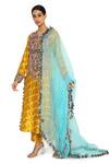 Buy_Payal Singhal_Yellow Silk Embroidered Geometric Notched Leheriya Kurta Set _Online_at_Aza_Fashions