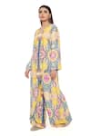 Payal Singhal_Yellow Crepe And Embroidery Enchanted V Helen Kurta & Palazzo Set _at_Aza_Fashions