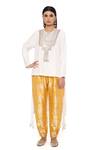 Shop_Payal Singhal_Off White Abla Silk Embroidery Moon Round Chaandtara Kurta And Pant Set 