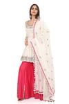 Buy_Payal Singhal_Off White Silkmul Scoop Neck Embroidered Anarkali Sharara Set_Online_at_Aza_Fashions