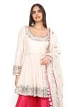 Shop_Payal Singhal_Off White Silkmul Scoop Neck Embroidered Anarkali Sharara Set_Online_at_Aza_Fashions