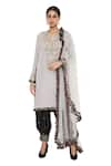 Buy_Payal Singhal_Grey Kurta Crepe Salwar Abutai Silk Dupatta Georgette Nyla Set _at_Aza_Fashions