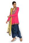 Buy_Payal Singhal_Blue Satin Embroidered Kalidar Kurta Set_Online_at_Aza_Fashions