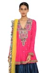 Shop_Payal Singhal_Blue Satin Embroidered Kalidar Kurta Set_Online_at_Aza_Fashions