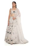 Buy_Payal Singhal_Off White Georgette And Organza Embroidery Thread & Mirror Padma Lehenga Set _Online_at_Aza_Fashions