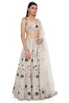 Shop_Payal Singhal_Off White Georgette And Organza Embroidery Thread & Mirror Padma Lehenga Set _Online_at_Aza_Fashions