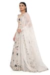 Payal Singhal_Off White Georgette And Organza Embroidery Thread & Mirror Padma Lehenga Set _at_Aza_Fashions