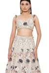 Shop_Payal Singhal_Off White Georgette And Organza Embroidery Thread & Mirror Padma Lehenga Set _at_Aza_Fashions