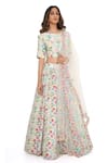 Buy_Payal Singhal_Cream Silkmul Printed Floral Pattern Round Spring Garden Lehenga Set _at_Aza_Fashions