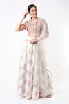 Buy_Payal Singhal_Cream Dupion Printed Ikat Geometric Pattern Round Lehenga Choli Set _at_Aza_Fashions