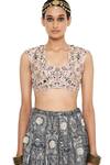 Buy_Payal Singhal_Black Dupion Silk Printed Square Neck Gulnar Lehenga And Blouse Set _Online_at_Aza_Fashions