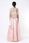 Shop_Payal Singhal_Pink Organza, Velvet, Net And Georgette Thread, Embroidered Jacket Lehenga Set_at_Aza_Fashions