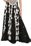 Payal Singhal_Black Georgette, Silkmul Round Alma Tassel Embellished Choli Lehenga Set _at_Aza_Fashions
