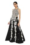 Shop_Payal Singhal_Black Georgette, Silkmul Round Alma Tassel Embellished Choli Lehenga Set _Online_at_Aza_Fashions