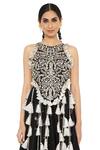 Shop_Payal Singhal_Black Georgette, Silkmul Round Alma Tassel Embellished Choli Lehenga Set _at_Aza_Fashions
