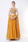 Buy_Payal Singhal_Yellow Silkmul And Georgette Thread & Mukaish Work One Embroidered Lehenga Set _at_Aza_Fashions