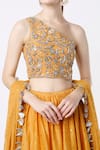 Payal Singhal_Yellow Silkmul And Georgette Thread & Mukaish Work One Embroidered Lehenga Set _Online_at_Aza_Fashions
