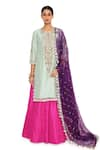 Buy_Payal Singhal_Pink Silk Embroidered Hamsa Round Work Kurta Lehenga Set _at_Aza_Fashions