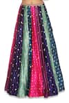Payal Singhal_Multi Color Georgette Embroidered Floral Round Silk Bandhani Motif Lehenga Set _at_Aza_Fashions