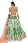 Payal Singhal_Green Dupion Printed Animal Square Neck Lehenga Set_Online_at_Aza_Fashions