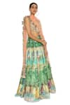 Buy_Payal Singhal_Green Dupion Printed Animal Square Neck Lehenga Set_Online_at_Aza_Fashions