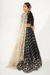 Shop_Payal Singhal_Black Silk Bandhani V Neck Leheriya Lehenga Set_at_Aza_Fashions