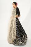 Buy_Payal Singhal_Black Silk Bandhani V Neck Leheriya Lehenga Set_Online_at_Aza_Fashions