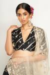 Payal Singhal_Black Silk Bandhani V Neck Leheriya Lehenga Set_at_Aza_Fashions