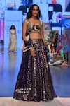 Buy_Payal Singhal_Blue Dupion Brocade Silk And Net Embroidery Mirror & Thread Nina Lehenga Set _at_Aza_Fashions