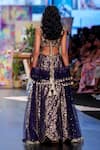 Payal Singhal_Blue Dupion Brocade Silk And Net Embroidery Mirror & Thread Nina Lehenga Set _Online_at_Aza_Fashions
