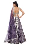 Shop_Payal Singhal_Blue Dupion Brocade Silk And Net Embroidery Mirror & Thread Nina Lehenga Set _Online_at_Aza_Fashions