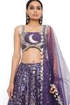 Shop_Payal Singhal_Blue Dupion Brocade Silk And Net Embroidery Mirror & Thread Nina Lehenga Set _at_Aza_Fashions