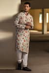 PS Men by Payal Singhal_Multi Color Silk Printed Chidiya Kurta Set _Online_at_Aza_Fashions